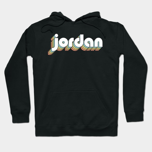 Jordan - Retro Rainbow Typography Faded Style Hoodie by Paxnotods